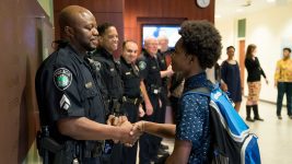 Greeting the Students